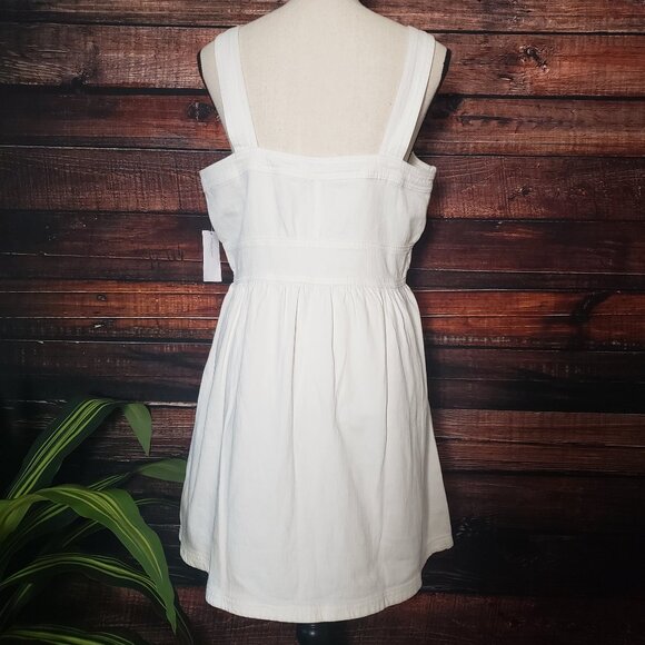 NWT American Eagle Outfitters Large White Denim Overall Dress Button Up Pockets - Picture 3 of 10
